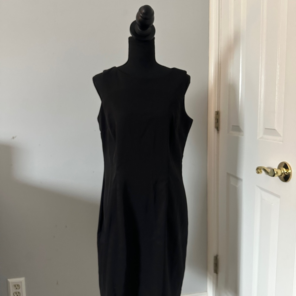 Alyx Black Mock Neck Sheath Midi Dress